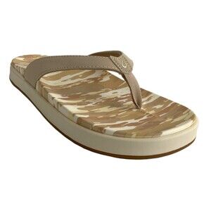 Olukai Beach Sandals 10M Tan Camo Nu’ A’ PI’ O Thong Style 2021